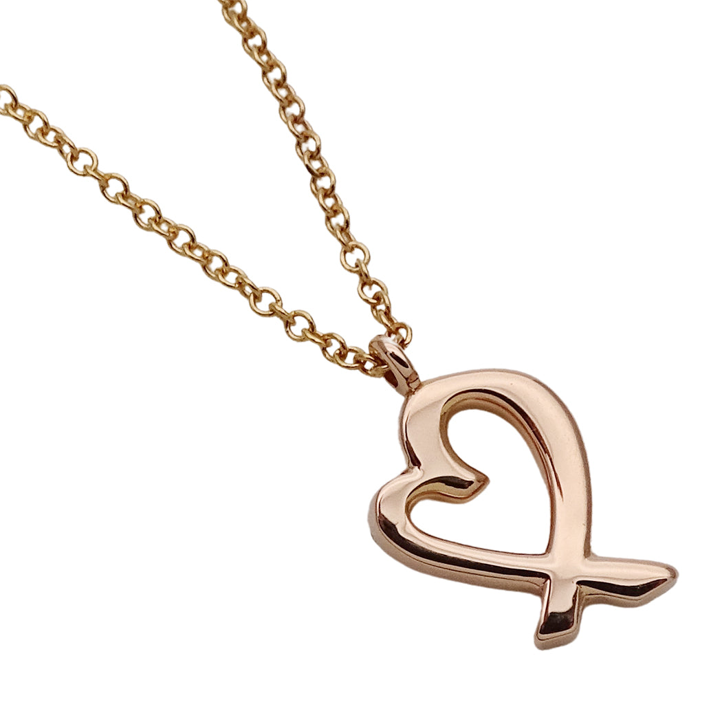 TIFFANY&Co. ティファニー パロマピカソ ラビングハート ネックレス 750PG ダイヤモンド レディース 磨き済み【中古】