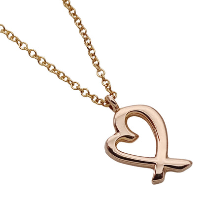 TIFFANY&Co. ティファニー パロマピカソ ラビングハート ネックレス 750PG ダイヤモンド レディース 磨き済み【中古】