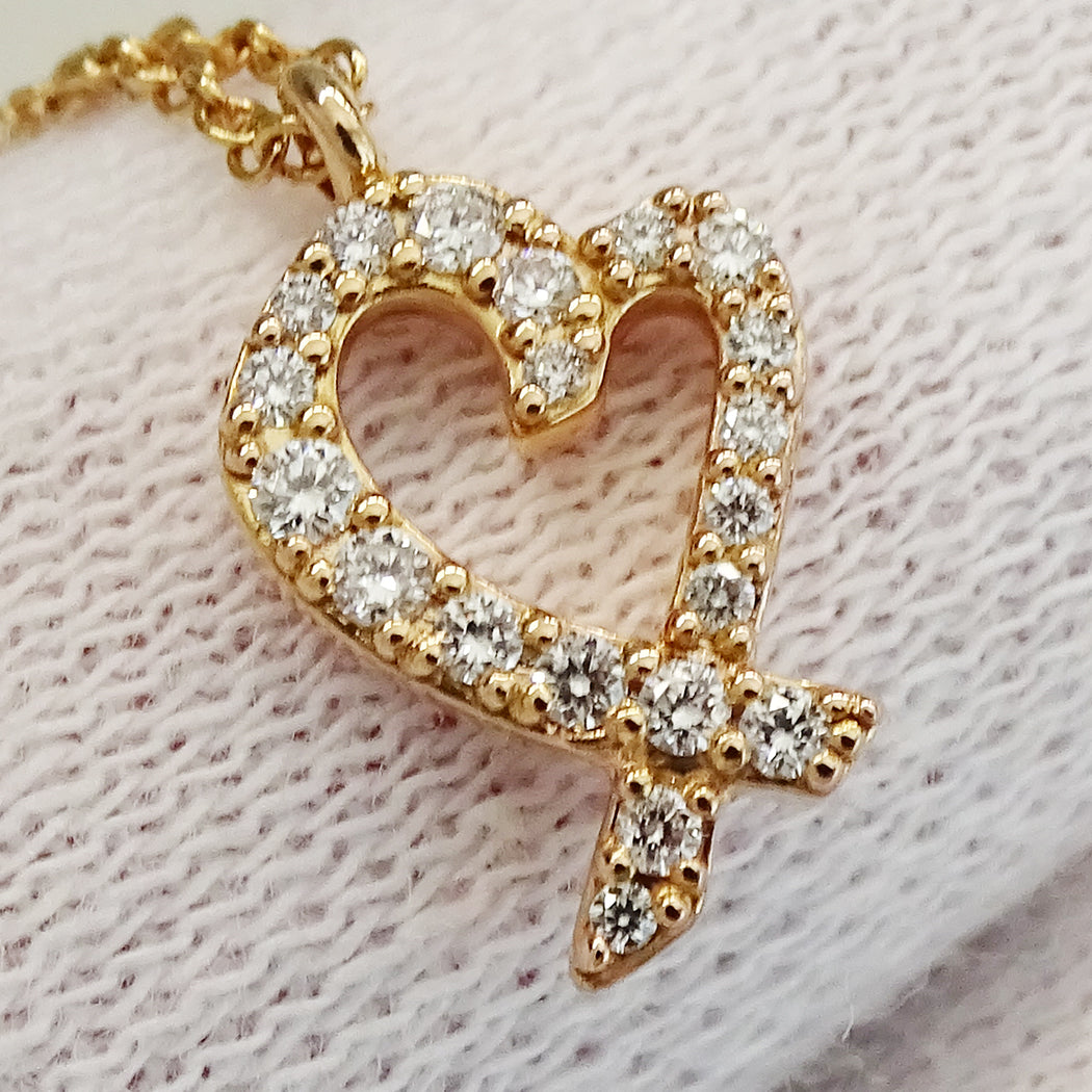 TIFFANY&Co. ティファニー パロマピカソ ラビングハート ネックレス 750PG ダイヤモンド レディース 磨き済み【中古】