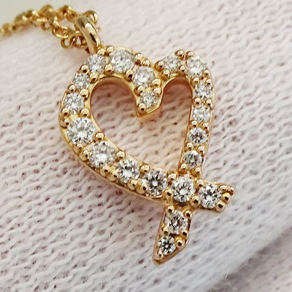 TIFFANY&Co. ティファニー パロマピカソ ラビングハート ネックレス 750PG ダイヤモンド レディース 磨き済み【中古】