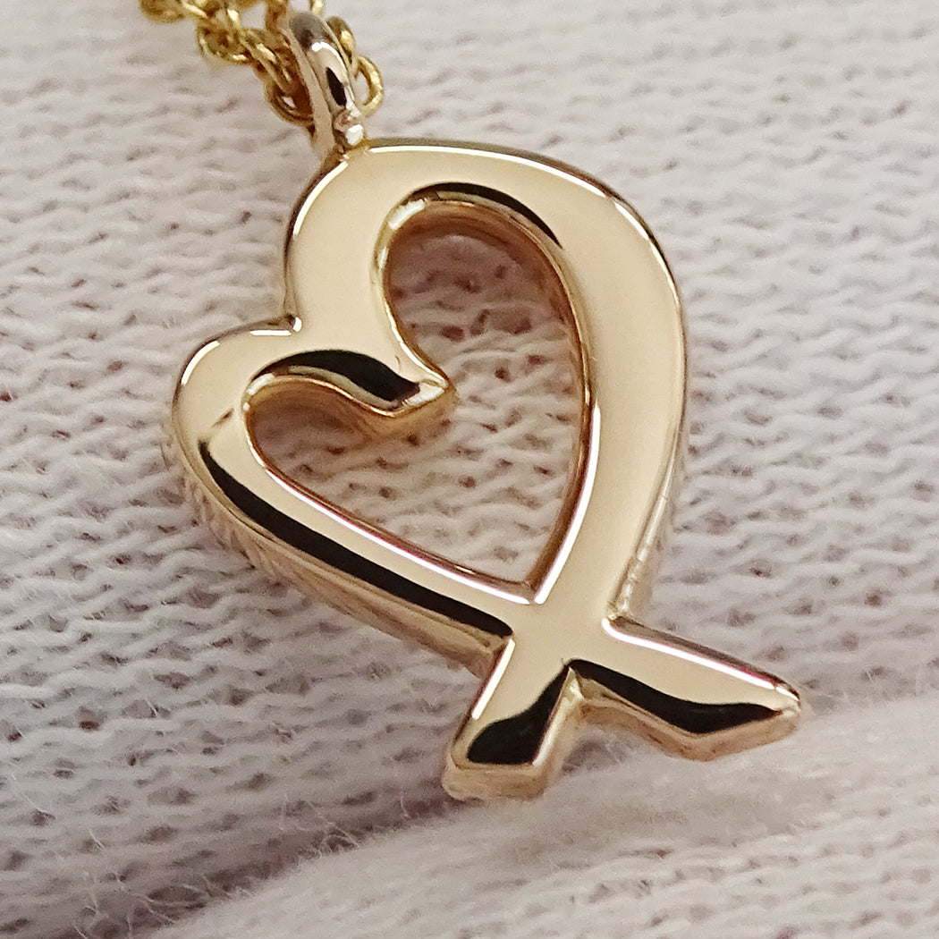 TIFFANY&Co. ティファニー パロマピカソ ラビングハート ネックレス 750PG ダイヤモンド レディース 磨き済み【中古】