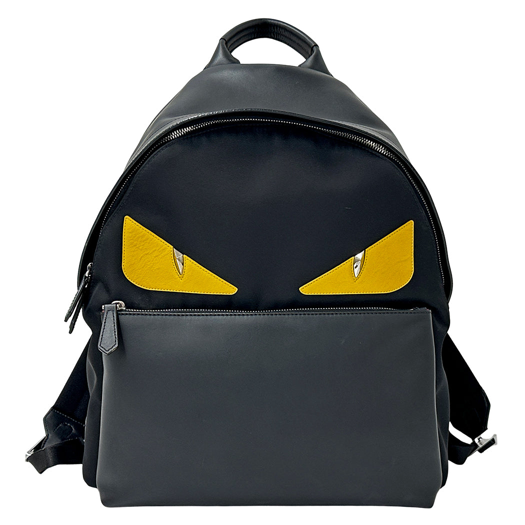 FENDI フェンディ リュック バグズアイ ブラック 7VZ012 ナイロン メンズ 【中古】