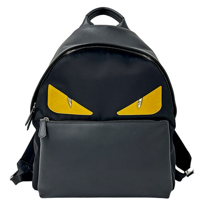 FENDI フェンディ リュック バグズアイ ブラック 7VZ012 ナイロン メンズ 【中古】