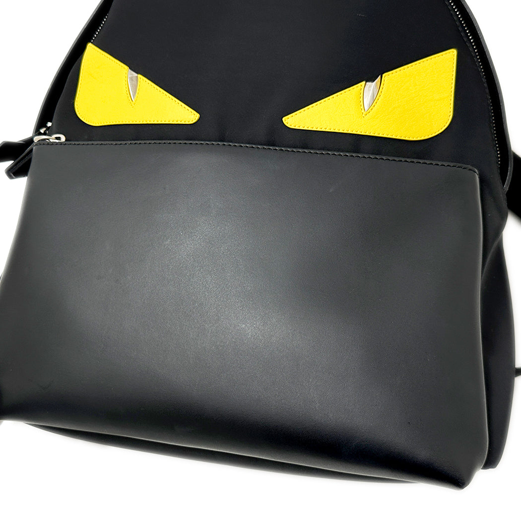 FENDI フェンディ リュック バグズアイ ブラック 7VZ012 ナイロン メンズ 【中古】