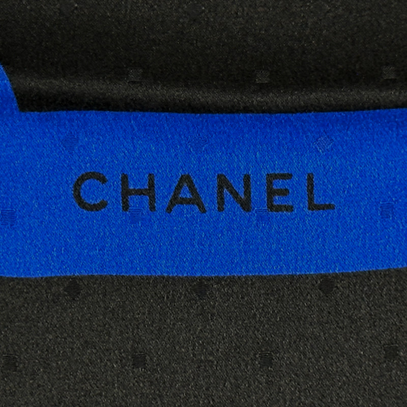 CHANEL シャネル スカーフ ブラック ブルー リボン ドット シルク レディース 【中古】