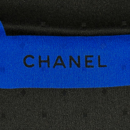 CHANEL シャネル スカーフ ブラック ブルー リボン ドット シルク レディース 【中古】