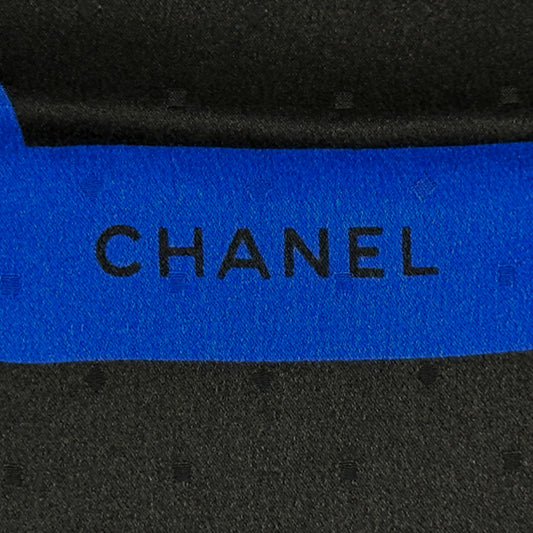 CHANEL シャネル スカーフ ブラック ブルー リボン ドット シルク レディース 【中古】