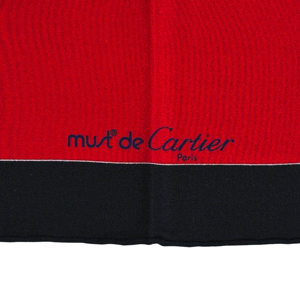 Cartier カルティエ スカーフ パンテール マスト ソリテール ボルドー ブラック シルク レディース 【中古】
