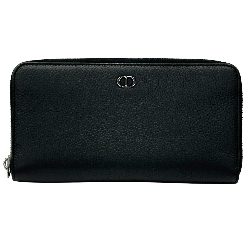 Dior ディオール ロングジップウォレット 長財布 CD Icon ブラック レザー メンズ 【中古】