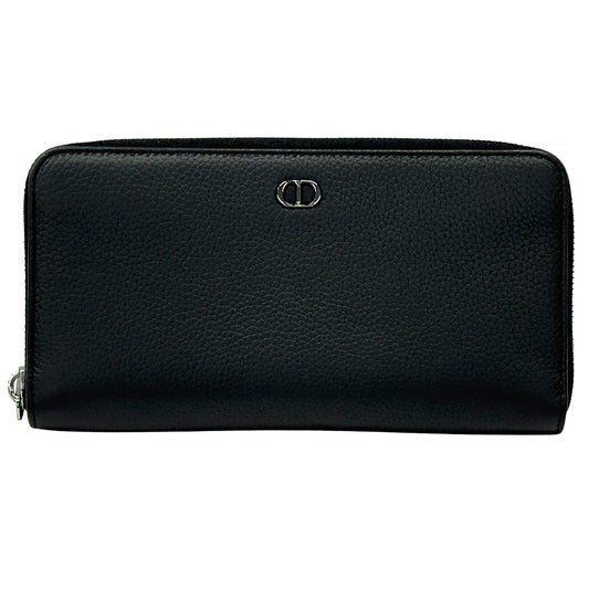 Dior ディオール ロングジップウォレット 長財布 CD Icon ブラック レザー メンズ 【中古】