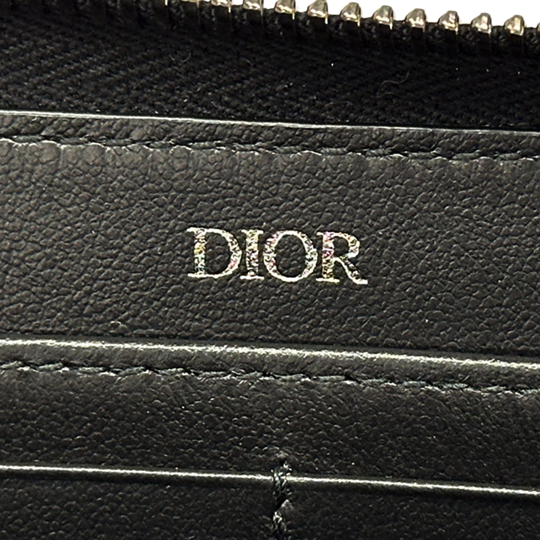 Dior ディオール ロングジップウォレット 長財布 CD Icon ブラック レザー メンズ 【中古】