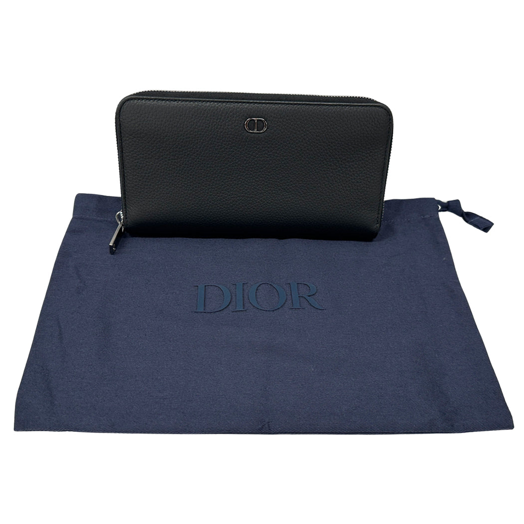 Dior ディオール ロングジップウォレット 長財布 CD Icon ブラック レザー メンズ 【中古】