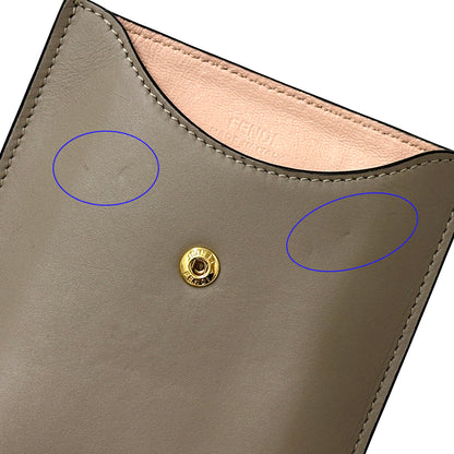 FENDI フェンディ フォンポーチ ショルダーバッグ FFダイヤモンド グレージュ ピンク レザー レディース 【中古】