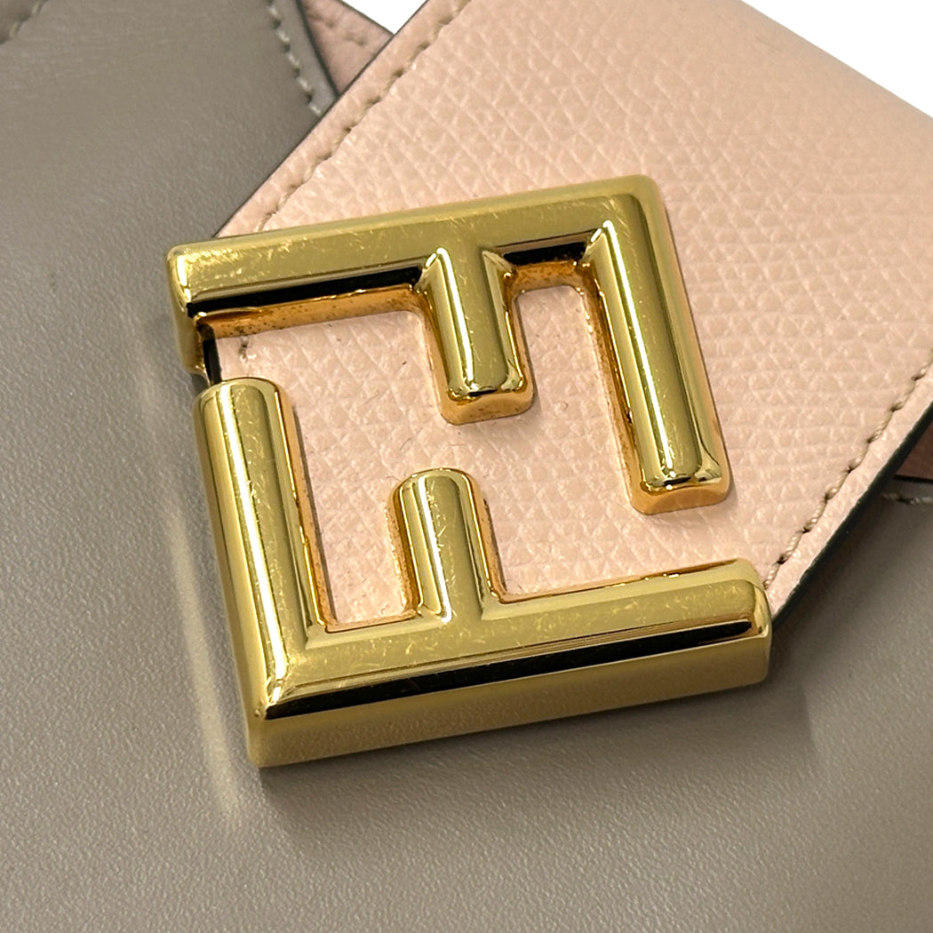 FENDI フェンディ フォンポーチ ショルダーバッグ FFダイヤモンド グレージュ ピンク レザー レディース 【中古】