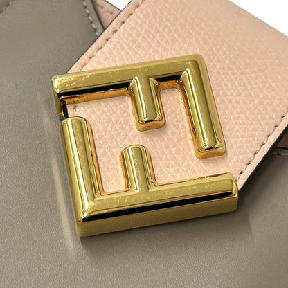 FENDI フェンディ フォンポーチ ショルダーバッグ FFダイヤモンド グレージュ ピンク レザー レディース 【中古】