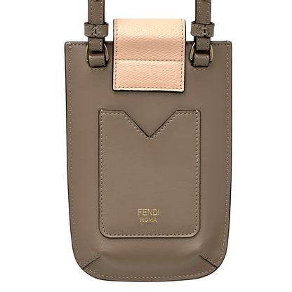 FENDI フェンディ フォンポーチ ショルダーバッグ FFダイヤモンド グレージュ ピンク レザー レディース 【中古】