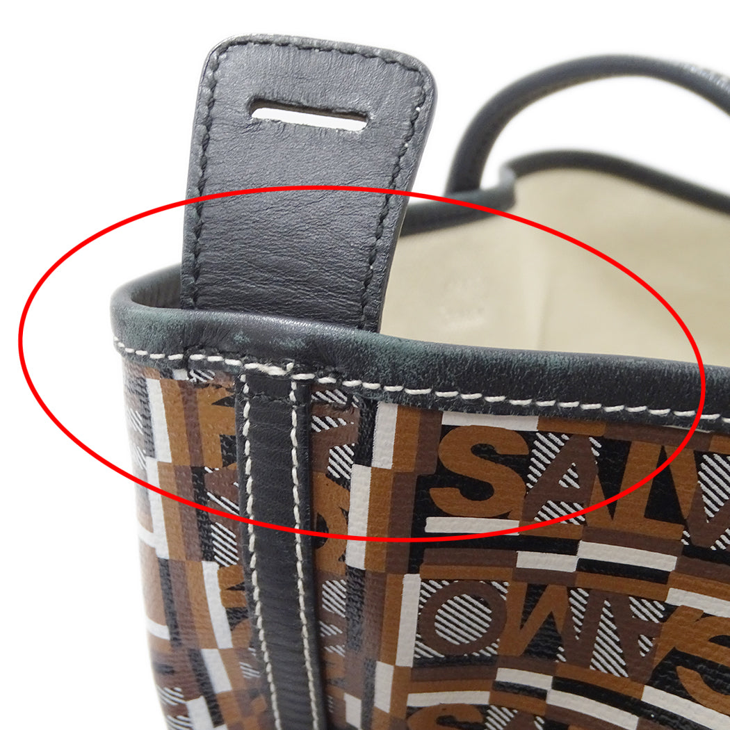 Ferragamo フェラガモ トートバッグ ブラウン コーティングキャンバス レディース 【中古】