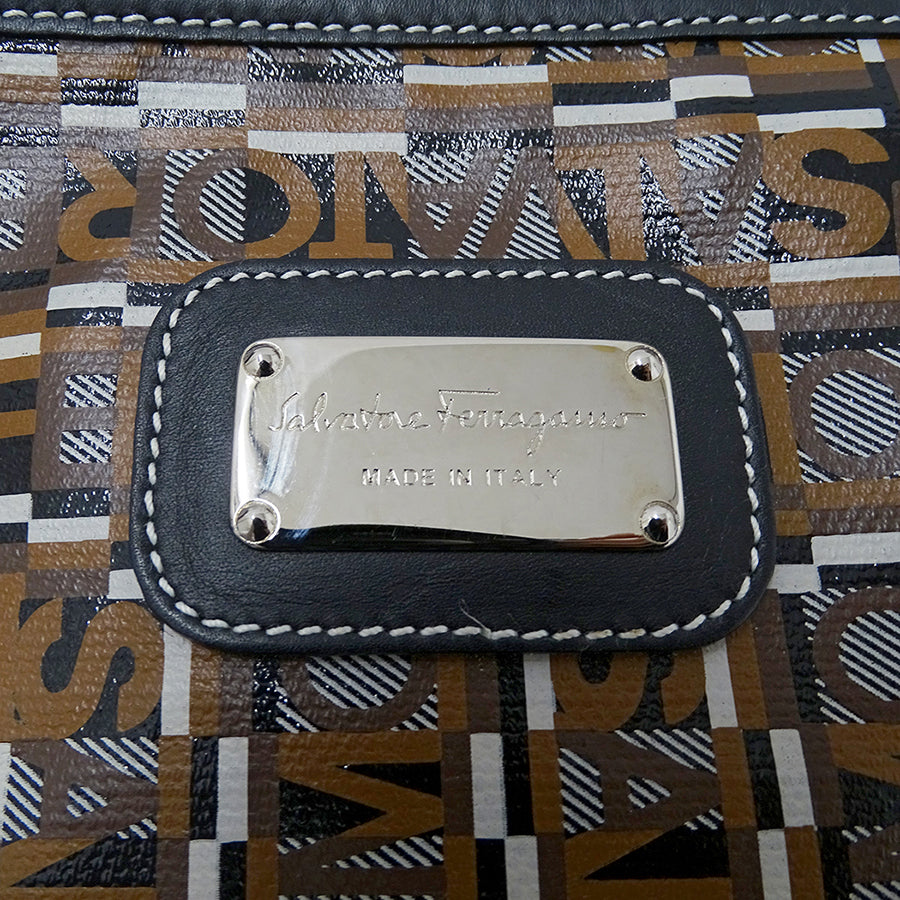Ferragamo フェラガモ トートバッグ ブラウン コーティングキャンバス レディース 【中古】