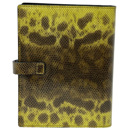 GUCCI グッチ 手帳カバー ブラウン イエロー レザー レディース メンズ 6穴式 【中古】