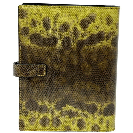 GUCCI グッチ 手帳カバー ブラウン イエロー レザー レディース メンズ 6穴式 【中古】
