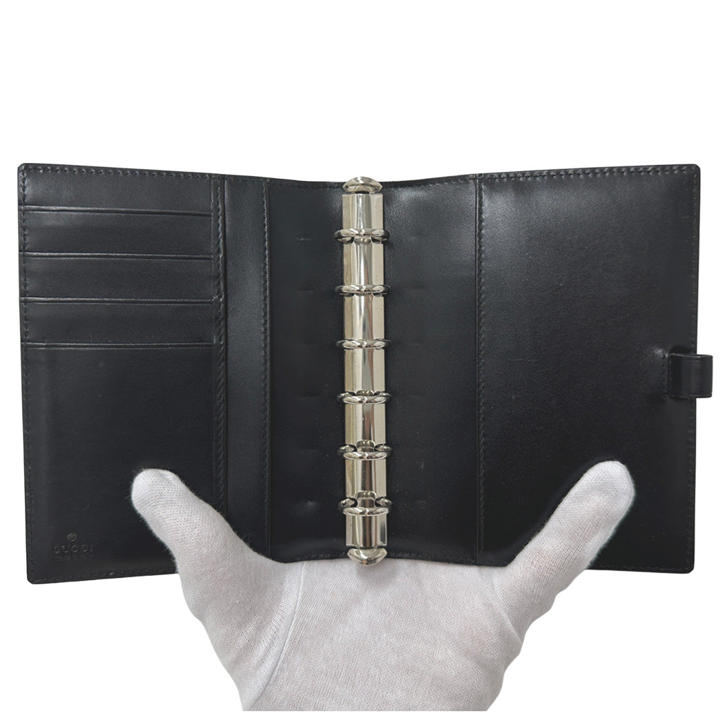 GUCCI グッチ 手帳カバー ブラウン イエロー レザー レディース メンズ 6穴式 【中古】