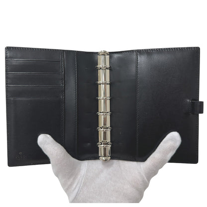 GUCCI グッチ 手帳カバー ブラウン イエロー レザー レディース メンズ 6穴式 【中古】