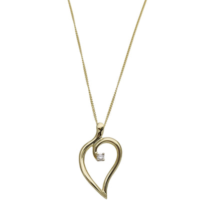 TIFFANY&Co. ティファニー オープンリーフ ハート ネックレス 750YG 1Pダイヤモンド レディース 磨き済み【中古】