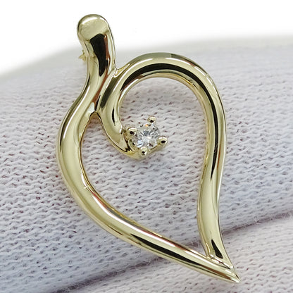 TIFFANY&Co. ティファニー オープンリーフ ハート ネックレス 750YG 1Pダイヤモンド レディース 磨き済み【中古】