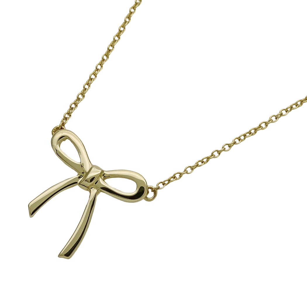 TIFFANY&Co. ティファニー ボウ リボン ネックレス 750YG レディース 磨き済み 【中古】