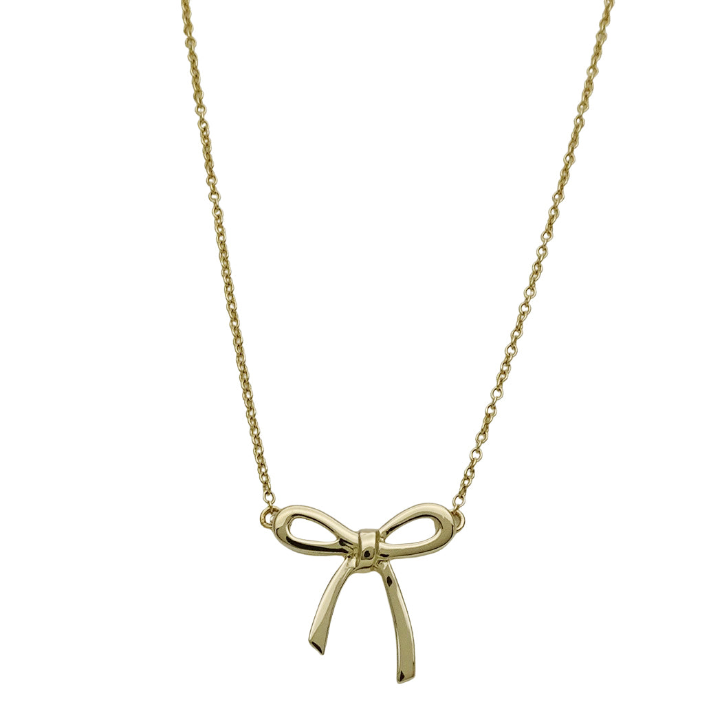 TIFFANY&Co. ティファニー ボウ リボン ネックレス 750YG レディース 磨き済み 【中古】