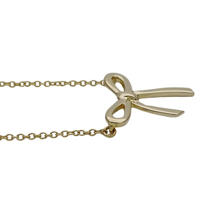 TIFFANY&Co. ティファニー ボウ リボン ネックレス 750YG レディース 磨き済み 【中古】
