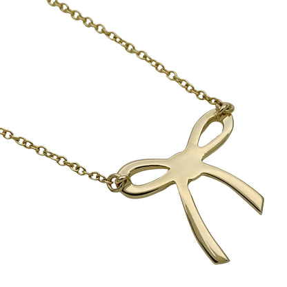 TIFFANY&Co. ティファニー ボウ リボン ネックレス 750YG レディース 磨き済み 【中古】