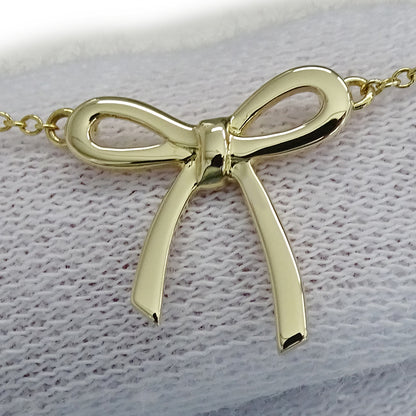 TIFFANY&Co. ティファニー ボウ リボン ネックレス 750YG レディース 磨き済み 【中古】