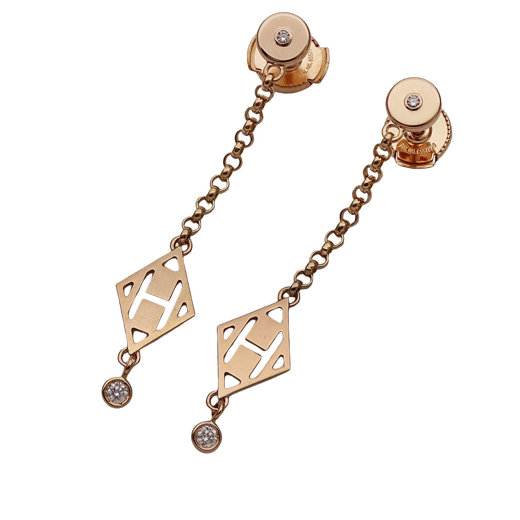 HERMES エルメス ガンバード ピアス 750PG ダイヤモンド レディース 磨き済み【中古】
