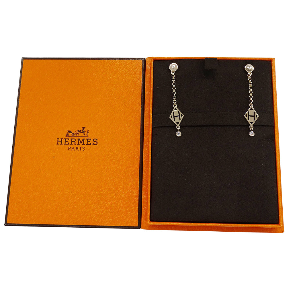 HERMES エルメス ガンバード ピアス 750PG ダイヤモンド レディース 磨き済み【中古】