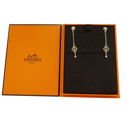 HERMES エルメス ガンバード ピアス 750PG ダイヤモンド レディース 磨き済み【中古】