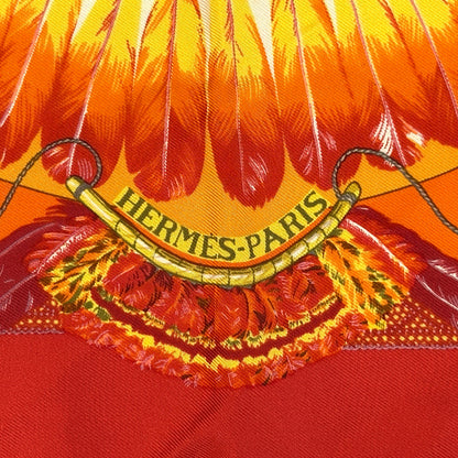 HERMES エルメス プチカレ BRAZIL ブラジル スカーフ レッド オレンジ シルク レディース 【中古】