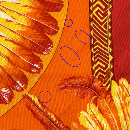 HERMES エルメス プチカレ BRAZIL ブラジル スカーフ レッド オレンジ シルク レディース 【中古】