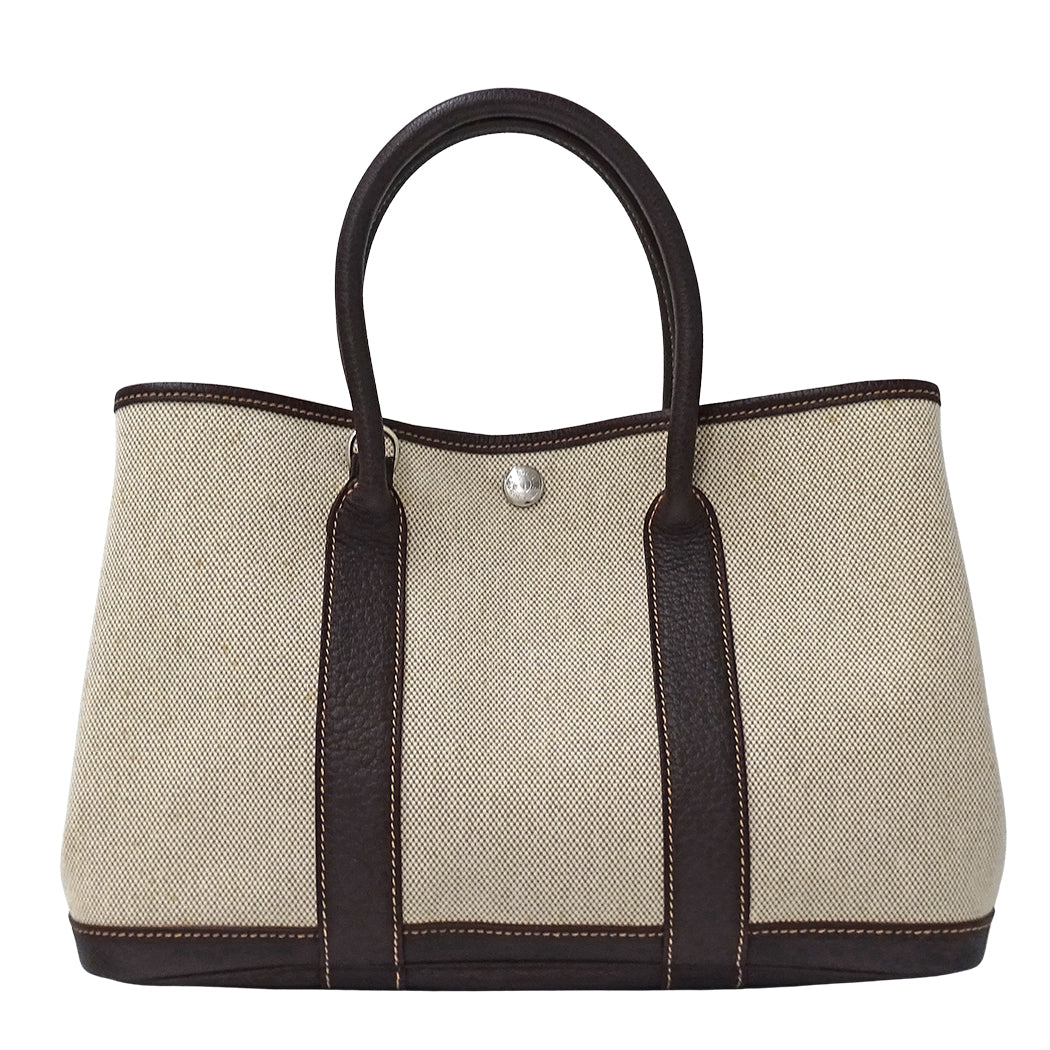 HERMES エルメス ガーデンパーティ TPM 2wayバッグ ブラウン シルバー金具 トワルアッシュ レディース □I刻印 【中古】