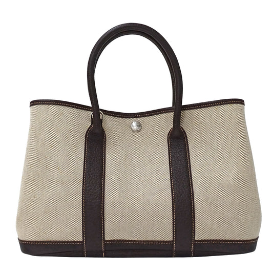 HERMES エルメス ガーデンパーティ TPM 2wayバッグ ブラウン シルバー金具 トワルアッシュ レディース □I刻印 【中古】