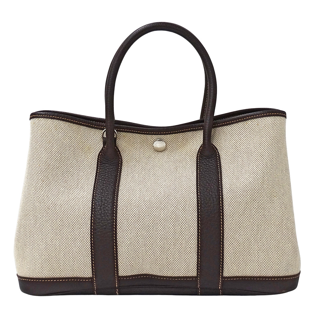 HERMES エルメス ガーデンパーティ TPM 2wayバッグ ブラウン シルバー金具 トワルアッシュ レディース □I刻印 【中古】
