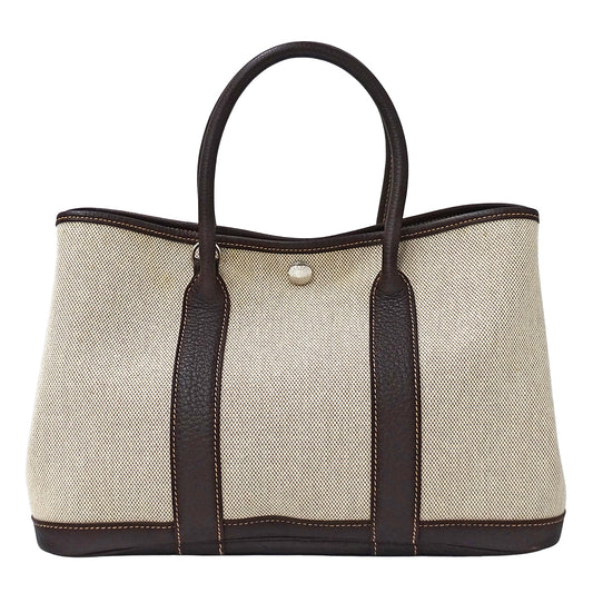 HERMES エルメス ガーデンパーティ TPM 2wayバッグ ブラウン シルバー金具 トワルアッシュ レディース □I刻印 【中古】