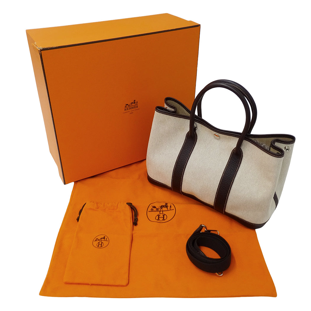 HERMES エルメス ガーデンパーティ TPM 2wayバッグ ブラウン シルバー金具 トワルアッシュ レディース □I刻印 【中古】