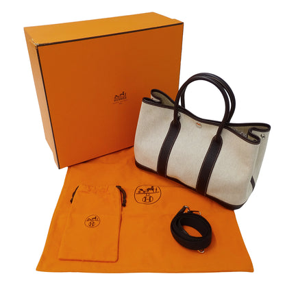 HERMES エルメス ガーデンパーティ TPM 2wayバッグ ブラウン シルバー金具 トワルアッシュ レディース □I刻印 【中古】