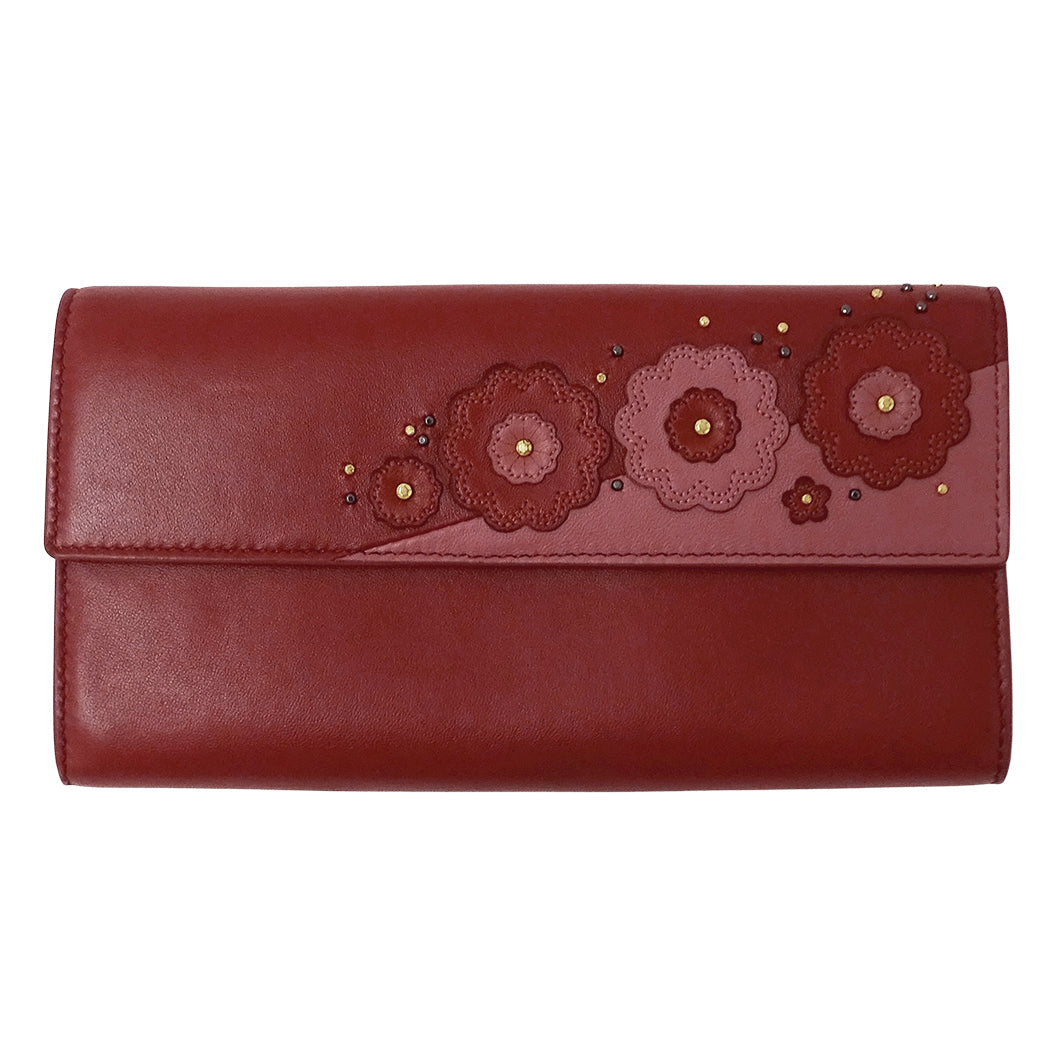 BOTTEGAVENETA ボッテガ・ヴェネタ 長財布 レッド ピンク レザー レディース 【中古】