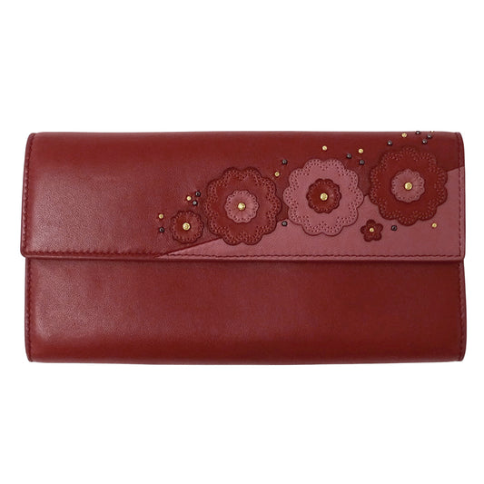 BOTTEGAVENETA ボッテガ・ヴェネタ 長財布 レッド ピンク レザー レディース 【中古】