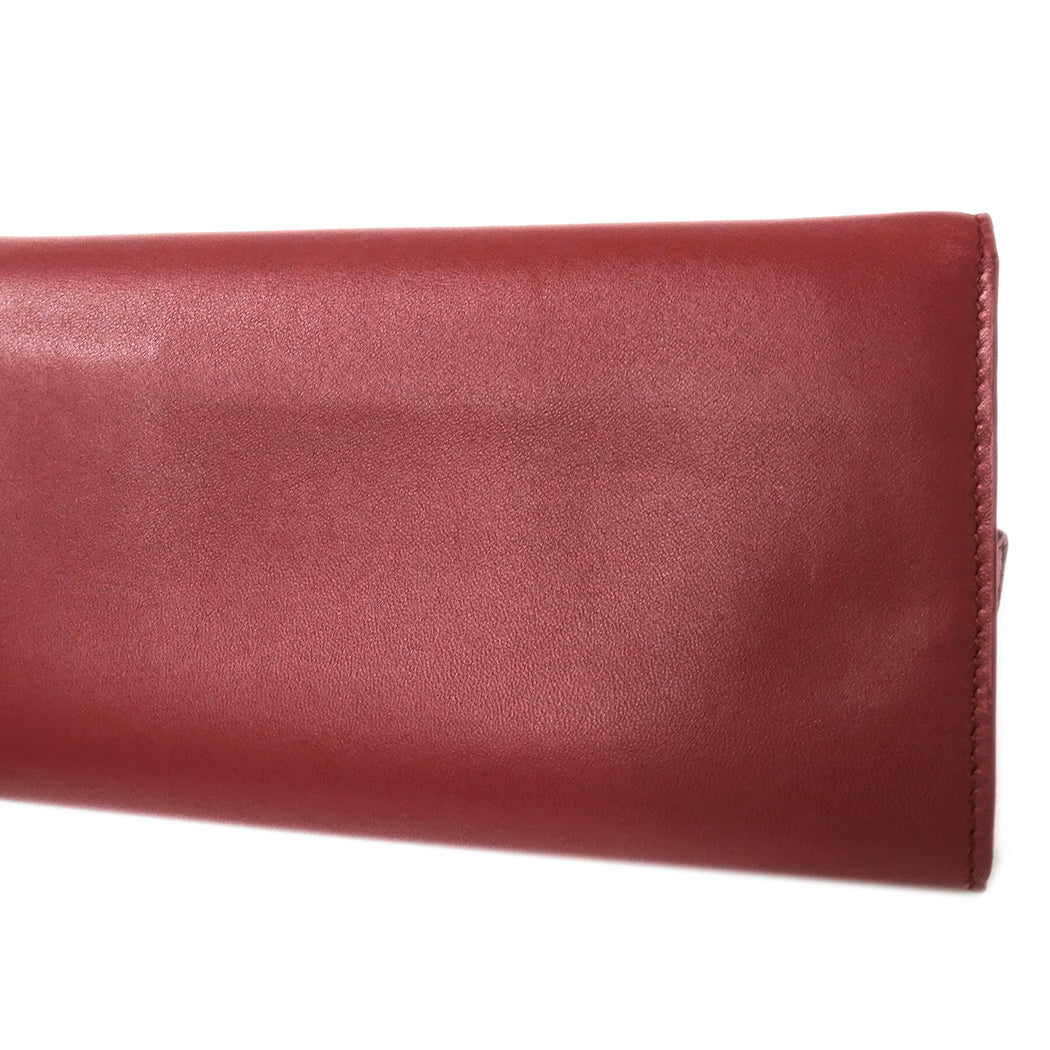 BOTTEGAVENETA ボッテガ・ヴェネタ 長財布 レッド ピンク レザー レディース 【中古】