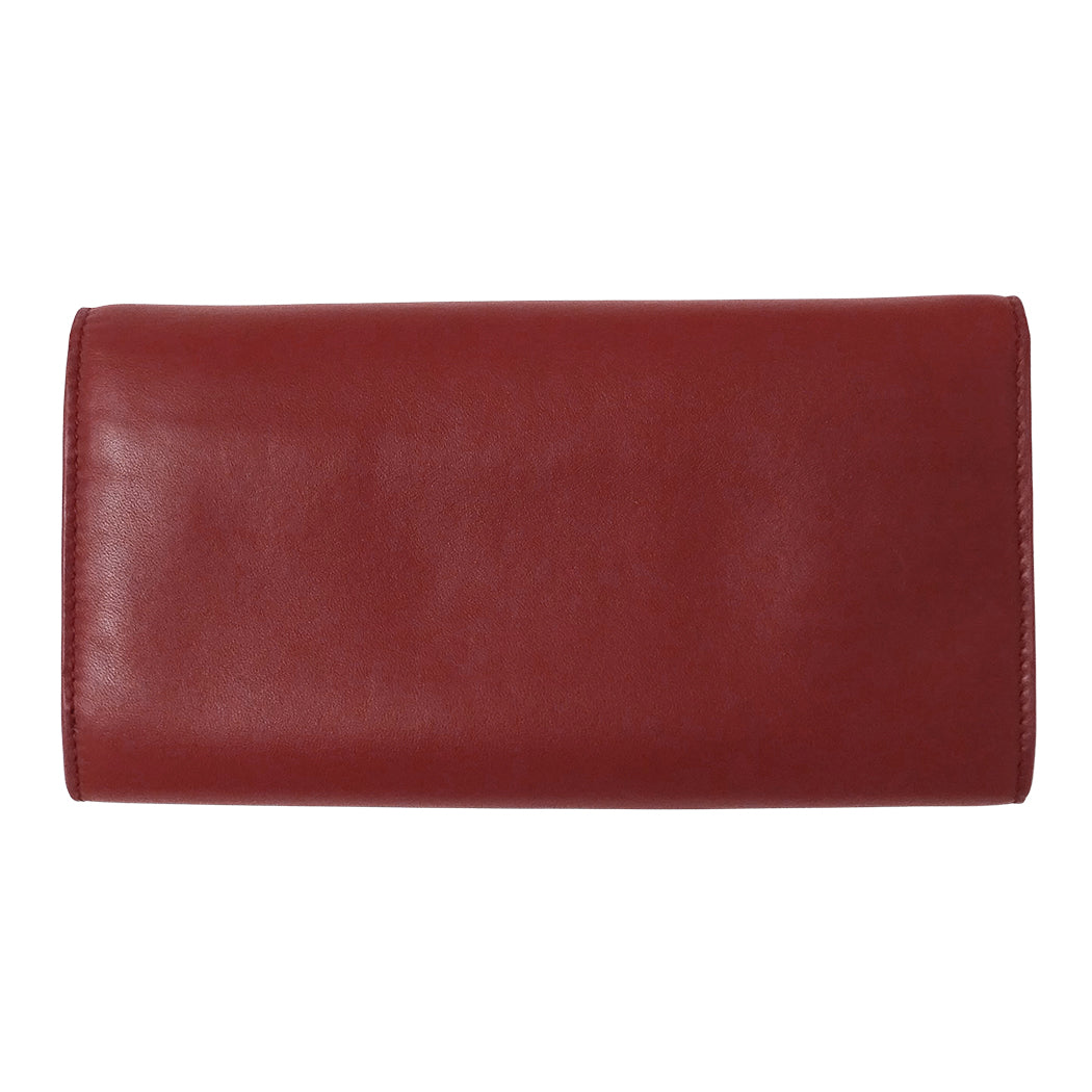 BOTTEGAVENETA ボッテガ・ヴェネタ 長財布 レッド ピンク レザー レディース 【中古】