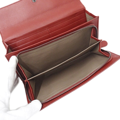 BOTTEGAVENETA ボッテガ・ヴェネタ 長財布 レッド ピンク レザー レディース 【中古】