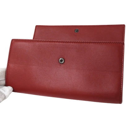BOTTEGAVENETA ボッテガ・ヴェネタ 長財布 レッド ピンク レザー レディース 【中古】